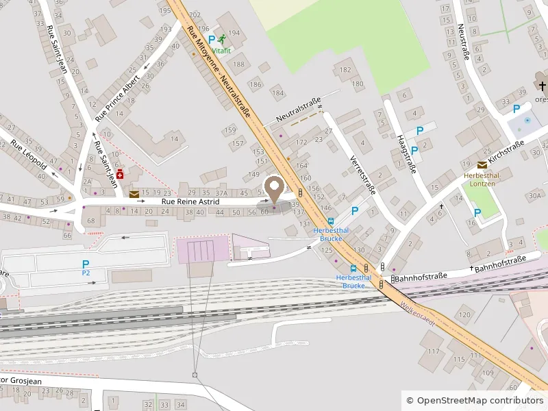 Plan de situation de l'institut, Rue Reine Astrid 64 à Welkenraedt